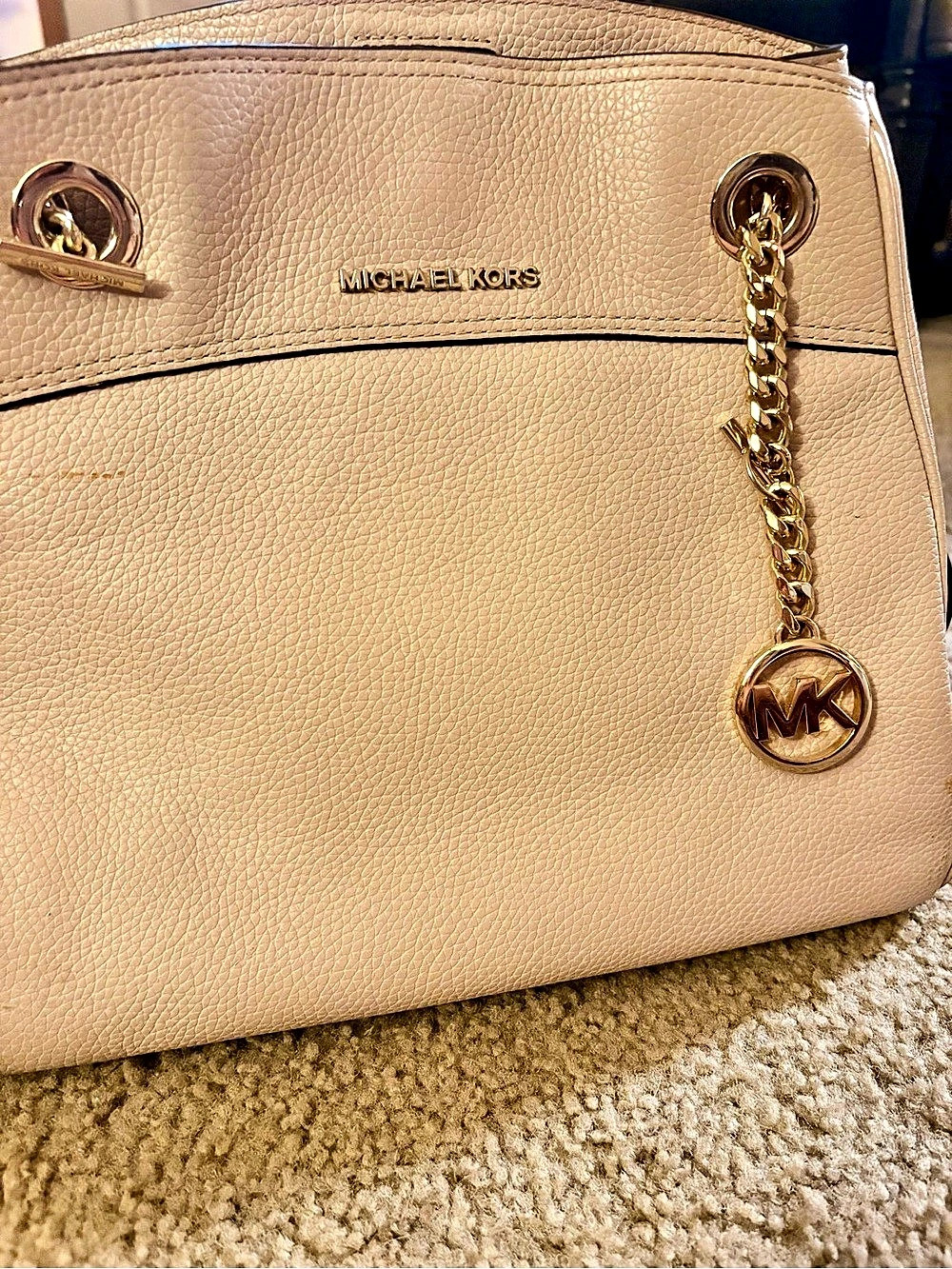 Michael Kors Charlotte Large Leather Satchel Shoulder Bag in Pink